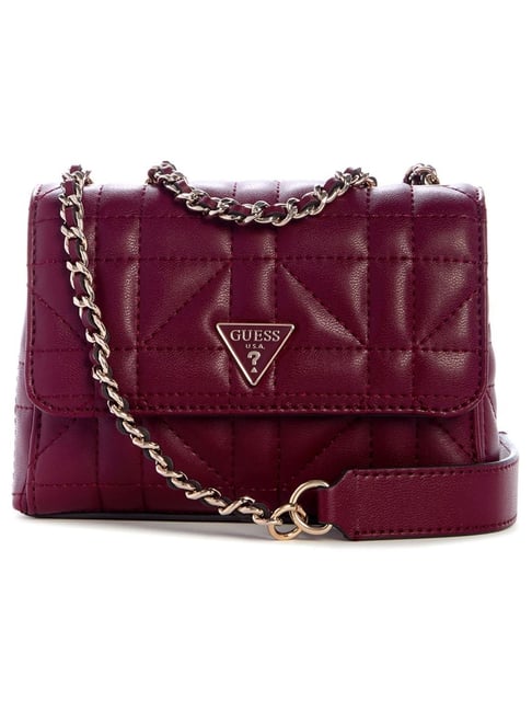 Guess Burgundy Edita Mini Cross Body Bag