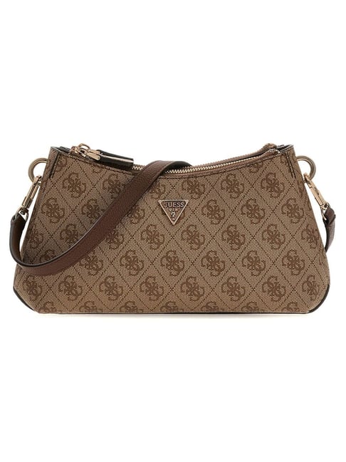 Guess Latte & Brown Noelle Printed Mini Cross Body Bag