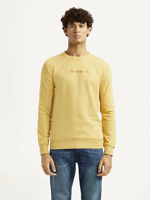 Levi's Men's Typographic Print Yellow Slim Fit Sweatshirt-picture-33