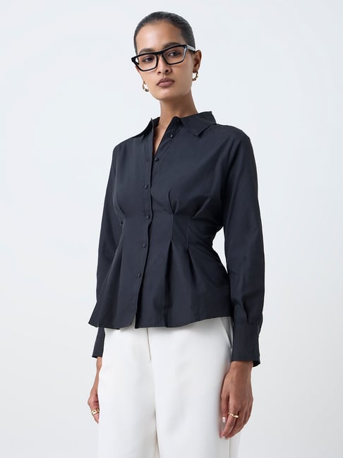Wardrobe by Westside Black Peplum Shirt