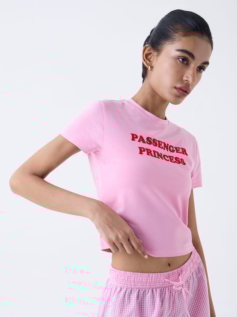 Superstar by Westside Pink Typographic Cotton-Blend T-Shirt-picture-13