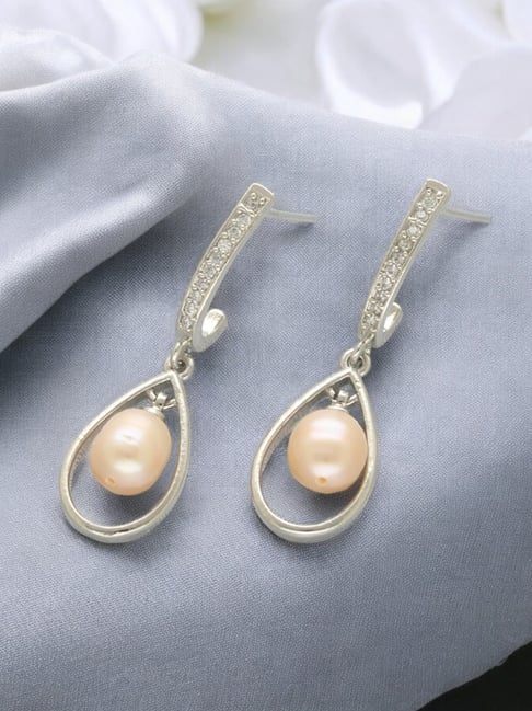 Sri Jagdamba Pearls Peach Joyous Pearl Dangler Earring-image-19