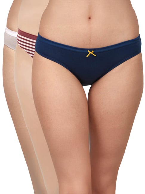 Soie Mid Rise Medium Coverage Printed Cotton Stretch Brief Panty (Assorted Pack of 3)