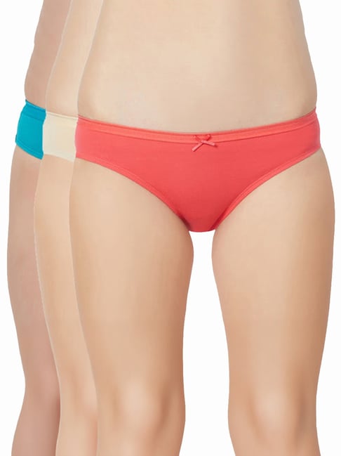 Soie Mid Rise Medium Coverage Solid Colour Cotton Stretch Brief Panty (Assorted Pack of 3)