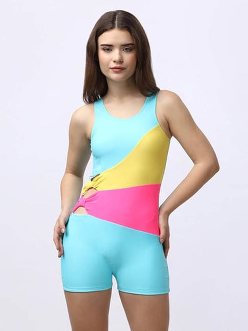Soie Colour Blocked Asymmetric Swimsuit with Bow Detailing