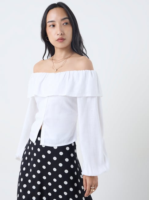 LOV by Westside Off-White Off-Shoulder Top-picture-12