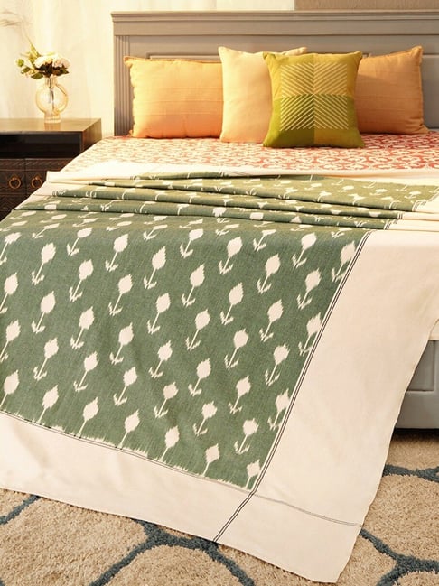 Jaypore Multicolour Cotton Hand Woven Ikat Single Bedcover-picture-14