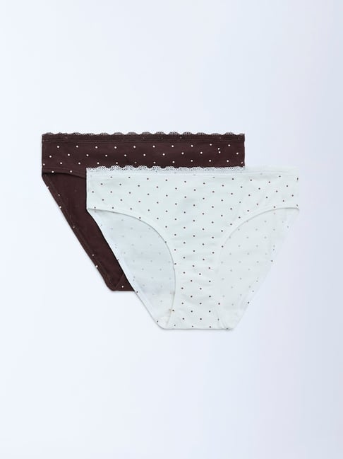 Superstar by Westside Brown Cotton-Blend Bikini Briefs - Pack of 2