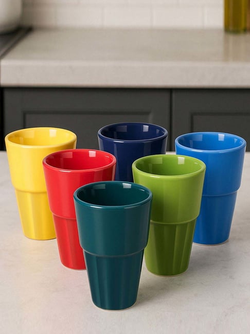 Homesake Multicolored Tea Glasses Set of 6 (120 ML)