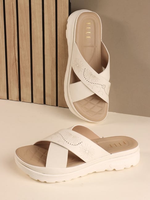 Elle Women's White Cross Strap Sandals-picture-16