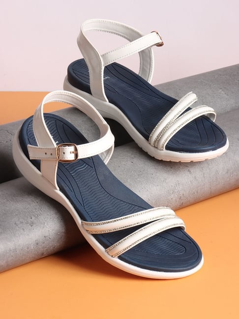 Elle Women's White Ankle Strap Wedges