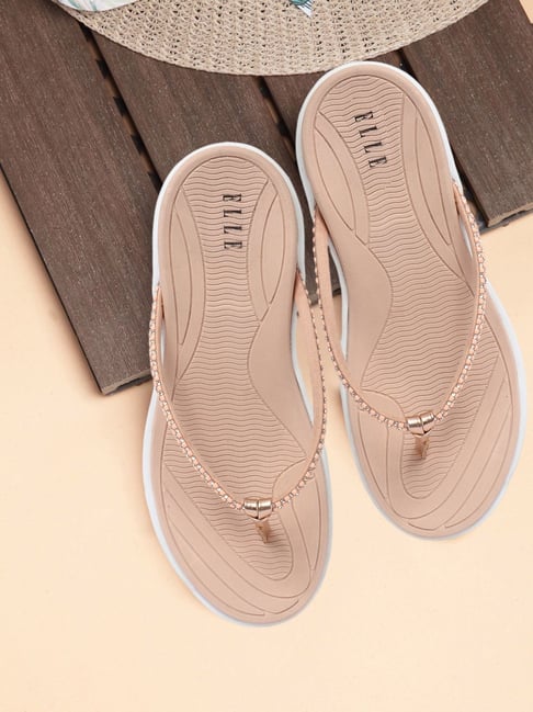 Elle Women's Nude Thong Wedges