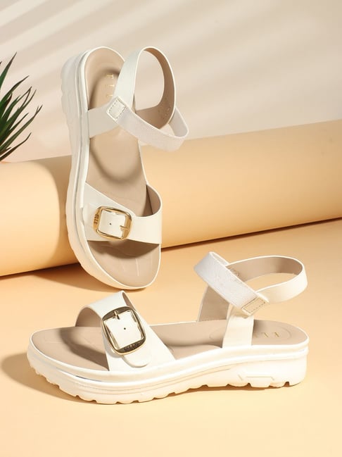 Elle Women's White Ankle Strap Sandals