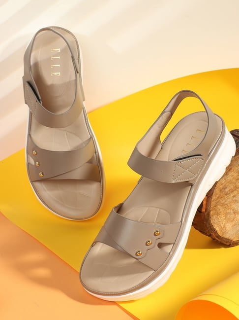 Elle Women's Grey Ankle Strap Sandals