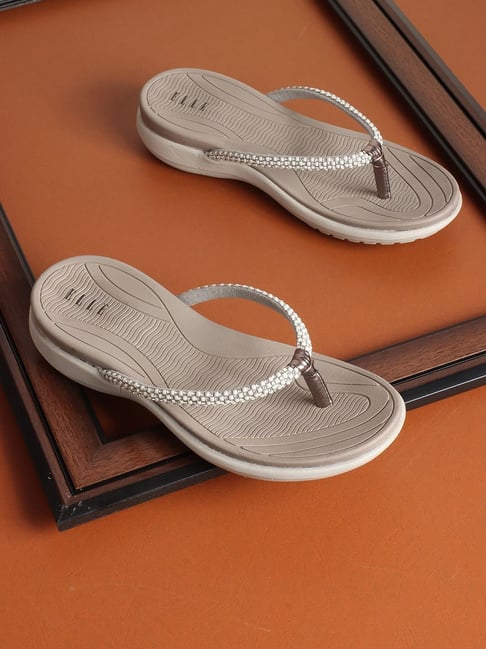 Elle Women's Grey Thong Wedges