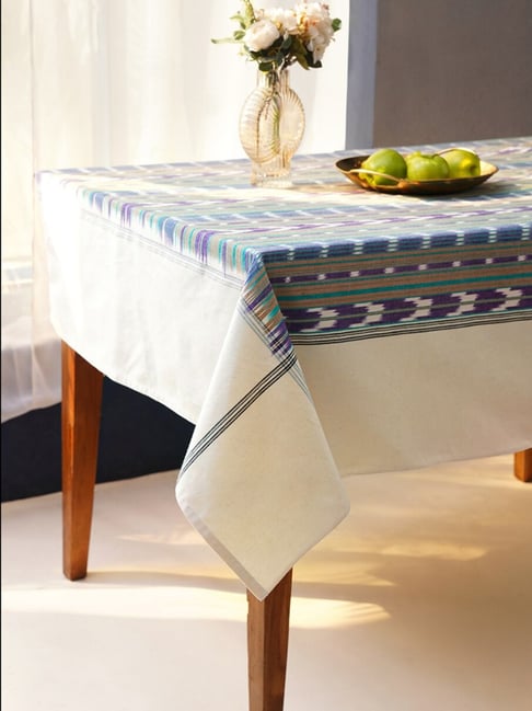 Jaypore Multicolour Cotton Rectangle Ikat Table Cloth-image-10