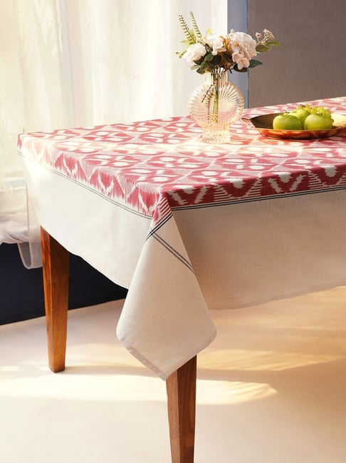 Jaypore Multicolour Cotton Rectangle Ikat Table Cloth-image-9