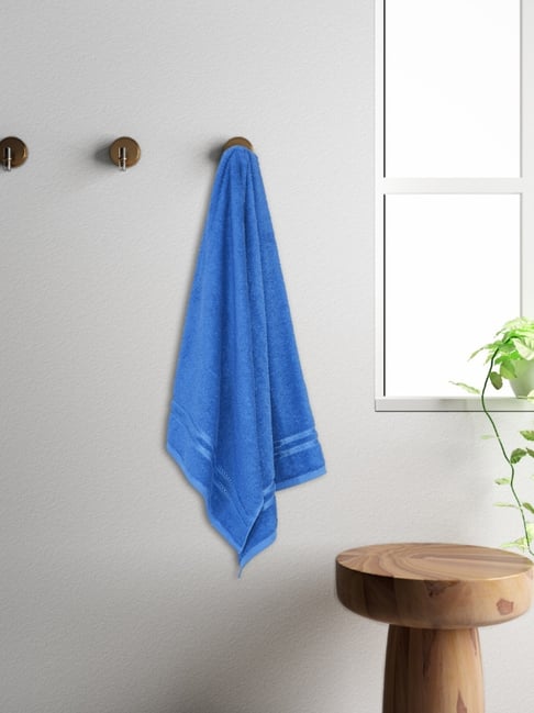 Welspun Quik Dry Dark Blue Cotton 380 GSM Dobby Weave Plain Bath Towel