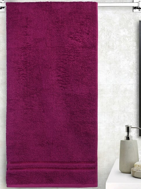 Welspun Quik Dry Dark Pink Cotton 380 GSM Dobby Weave Plain Bath Towel