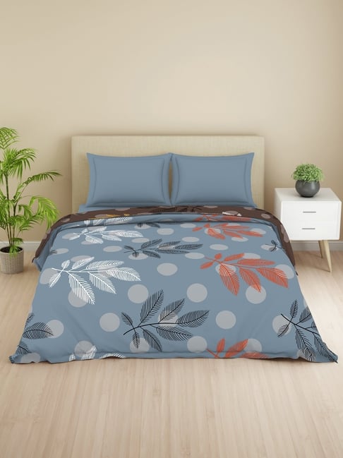 Welspun Lume Grey Microfibre 100 GSM Floral Double Quilt