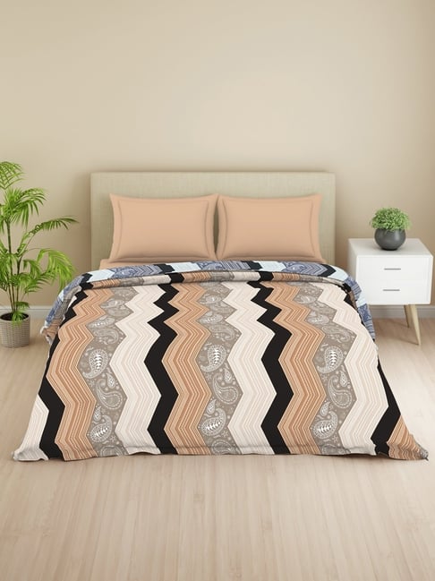 Welspun Lume Brown Microfibre 100 GSM Floral Double Quilt