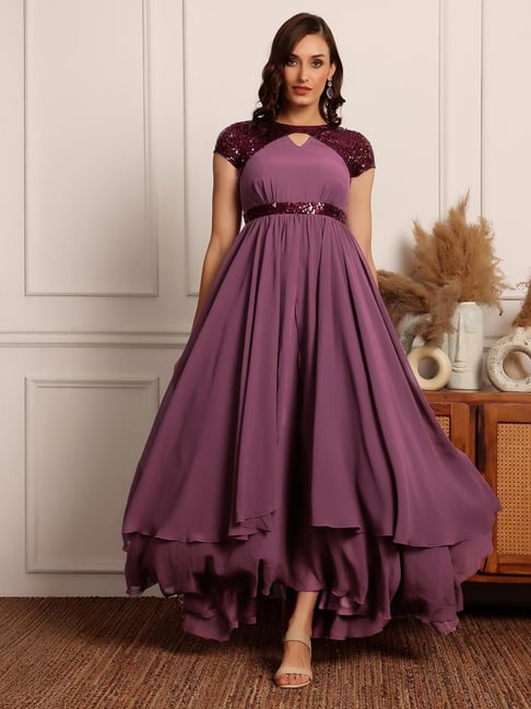 open lace back dress Beautiful Purple Column V-Neck Off-The-Shoulder Beaded Sleeveless Ruffle Long Tulle Prom Dresses with Rhinestone