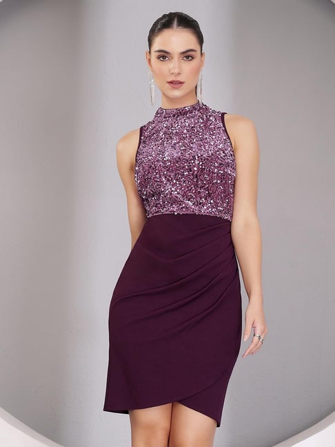 Miss Chase Purple Slim Fit Dress