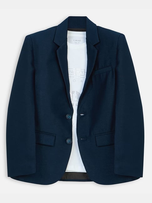 Cavio Boys Turquoise Blue Cotton Comfort Fit Blazer with Shirt
