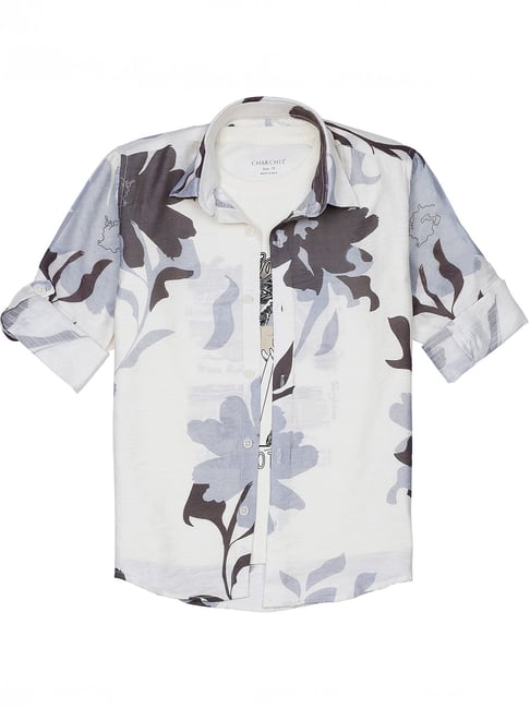 Charchit Boys Grey Printed Comfort Fit Shirt with T-Shirt-picture-16