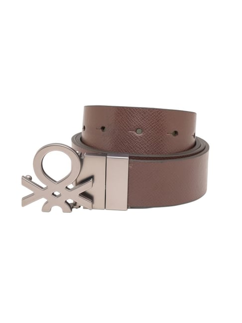 United Colors of Benetton Chocolate & Olive Raleigh Leather Reversible Formal Belt