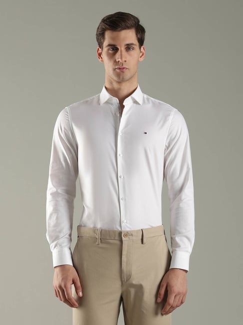 Tommy Hilfiger White Cotton Slim Fit Shirt