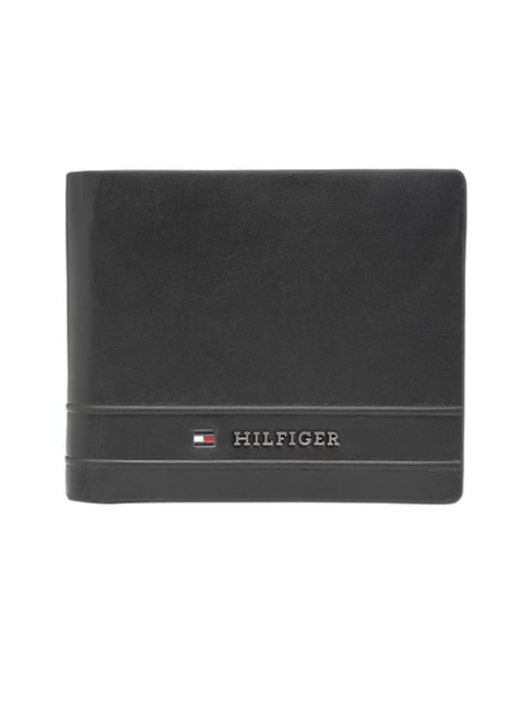 TOMMY HILFIGER Black Liard Leather Bi-Fold Wallet