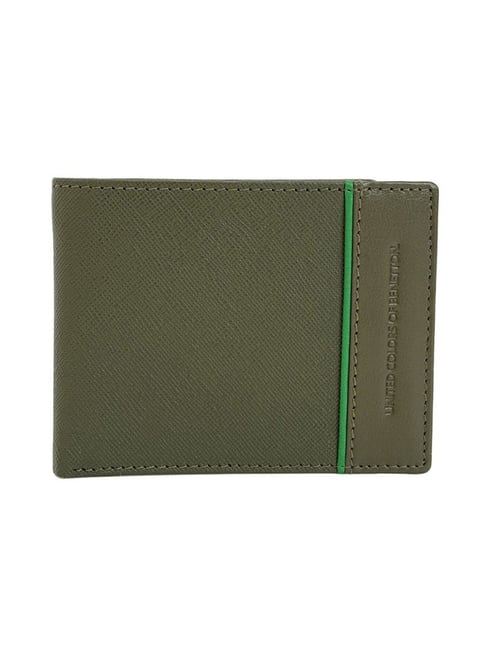 United Colors of Benetton Olive Dewey Leather Bi-Fold Wallet