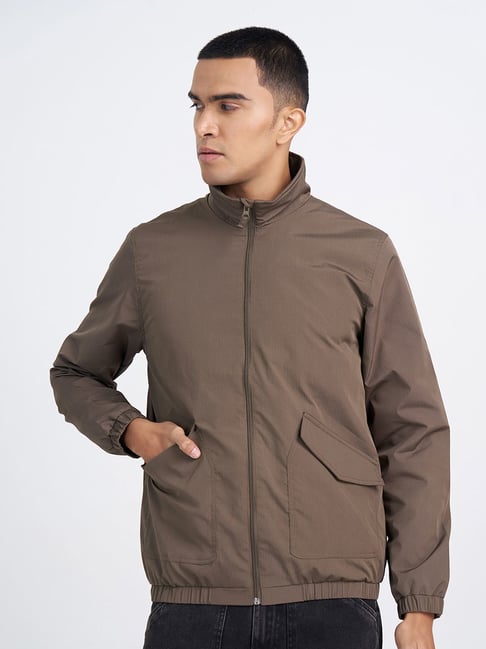 People By Pantaloons Brown Slim Fit Bomber Jacket