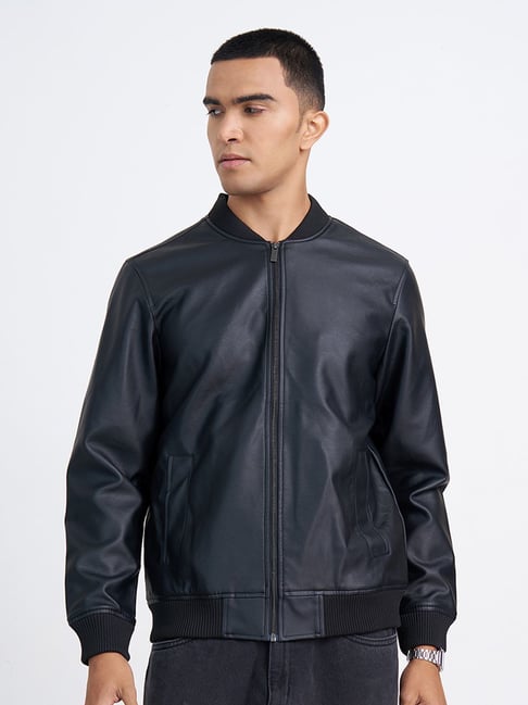 Sf Jeans By Pantaloons Jet Black Regular Fit Bomber Jacket