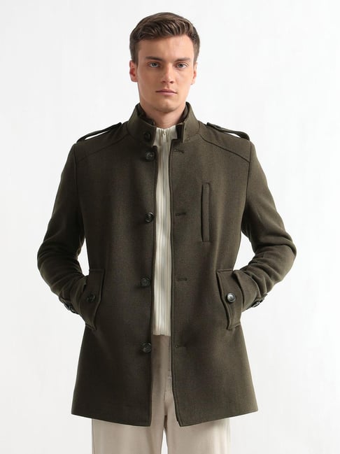 Arrow Sport Green Regular Fit Textured Coat-picture-33