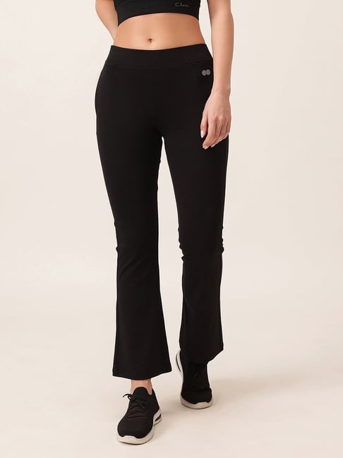 Clovia Black Polyester High Rise Yoga Pants
