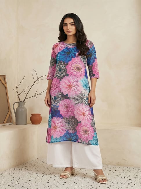 Aurelia Multicolor Viscose Floral Print Kurta-picture-12