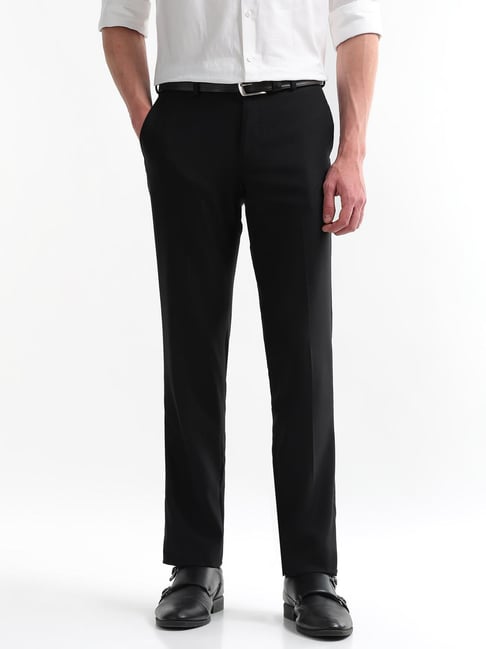 Arrow Black Regular Fit Trousers-picture-24