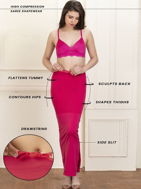 Clovia Pink Nylon Saree Shapewear