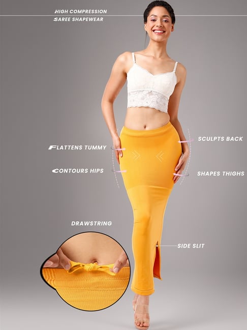 Clovia Yellow Nylon Saree Shapewear