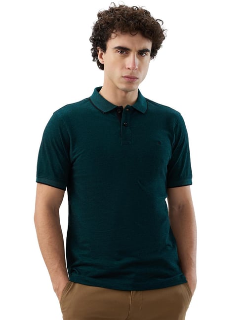 Raymond Dark Green Cotton Slim Fit T-Shirt