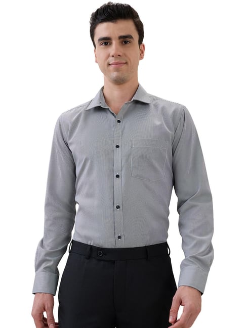 Park Avenue Black Slim Fit Striped Shirt