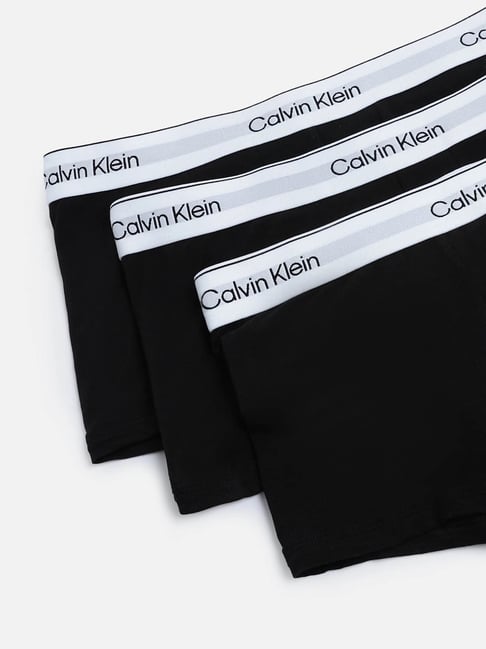 Calvin Klein Underwear Black Cotton Regular Fit Trunks - Pack Of 3