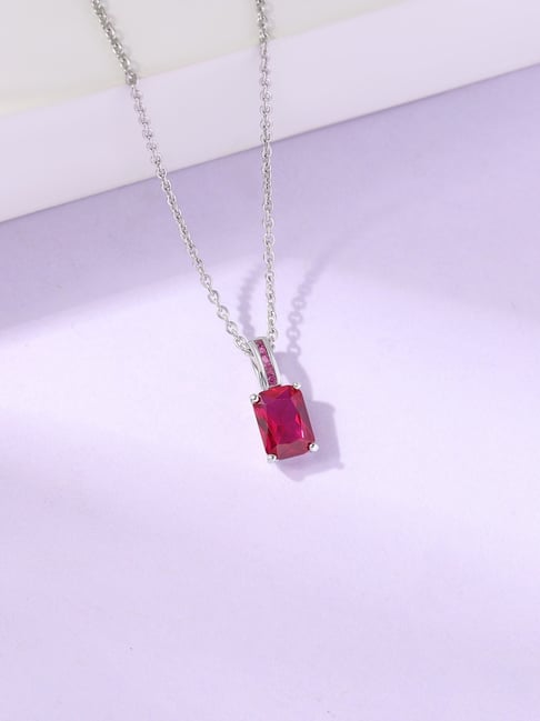 Ornate Jewels 925 Silver 1.10 Carat Red Ruby Radiance Solitaire Necklace for Women