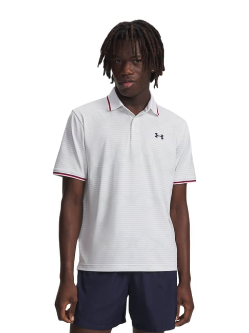 UNDER ARMOUR White Drive Hazard Star Regular Fit Golf Polo T-Shirt-picture-29