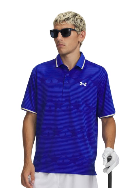 UNDER ARMOUR Blue Drive Hazard Star Regular Fit Golf Polo T-Shirt-picture-30