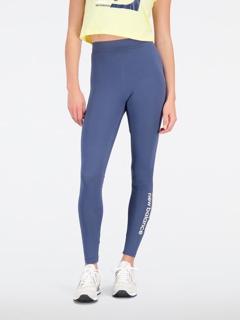 New Balance Blue Slim Fit Logo Printed Sports Tights-picture-31