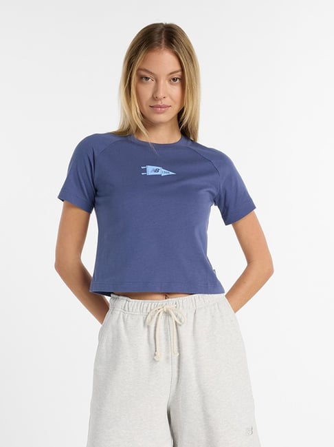 New Balance Blue Cotton Regular Fit Printed T-Shirt-picture-33