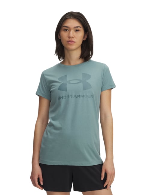 UNDER ARMOUR Grey Logo Printed Regular Fit T-Shirt